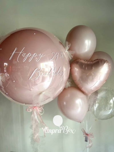 Różowy set z sercem i Szklany balon